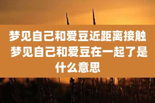 梦见自己和爱豆近距离接触 梦见自己和爱豆在一起了是什么意思