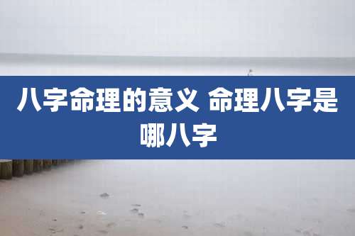 八字命理的意义 命理八字是哪八字