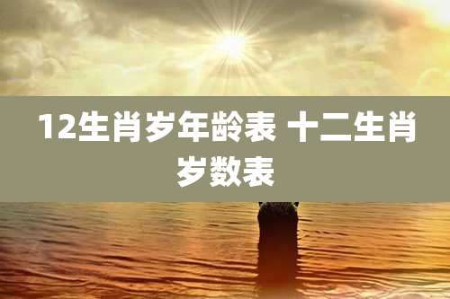 12生肖岁年龄表 十二生肖岁数表