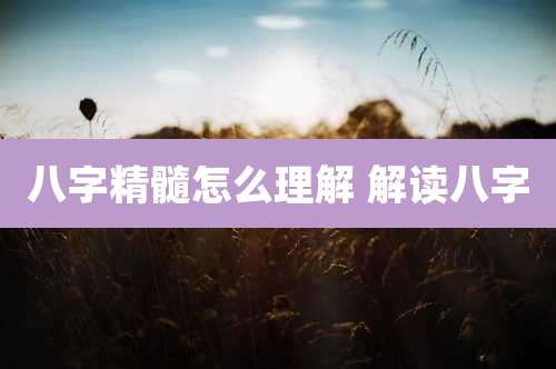 八字精髓怎么理解 解读八字