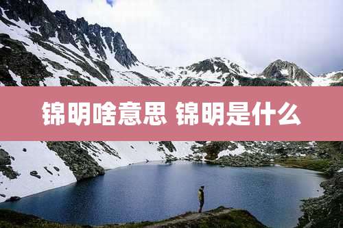 锦明啥意思 锦明是什么