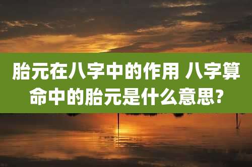 胎元在八字中的作用 八字算命中的胎元是什么意思?
