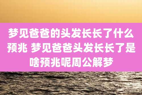 梦见爸爸的头发长长了什么预兆 梦见爸爸头发长长了是啥预兆呢周公解梦