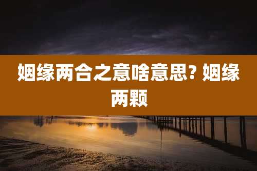 姻缘两合之意啥意思? 姻缘两颗