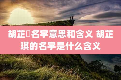 胡芷玥名字意思和含义 胡芷琪的名字是什么含义