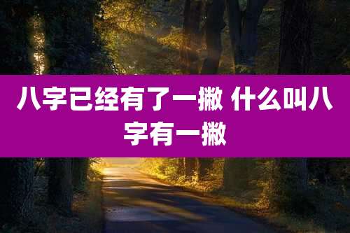 八字已经有了一撇 什么叫八字有一撇