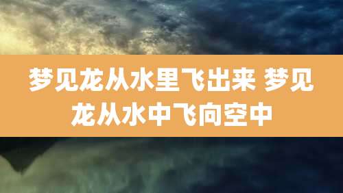 梦见龙从水里飞出来 梦见龙从水中飞向空中