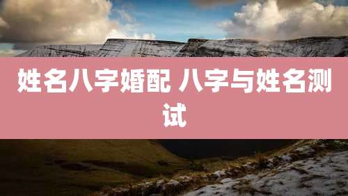 姓名八字婚配 八字与姓名测试