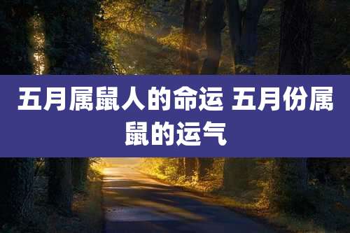 五月属鼠人的命运 五月份属鼠的运气