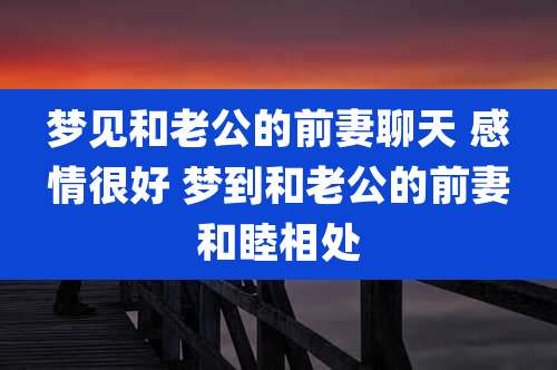 梦见和老公的前妻聊天 感情很好 梦到和老公的前妻和睦相处