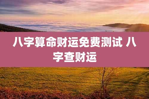 八字算命财运免费测试 八字查财运