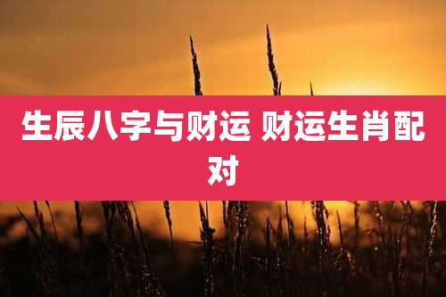 生辰八字与财运 财运生肖配对