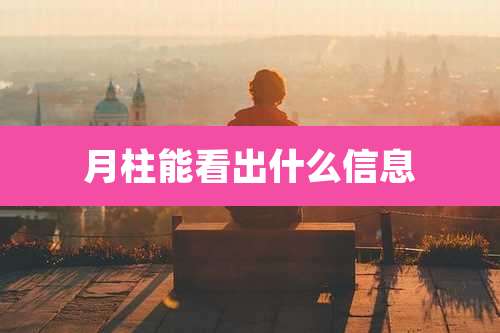 月柱能看出什么信息