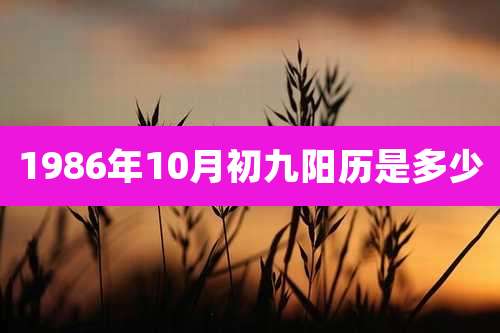 1986年10月初九阳历是多少