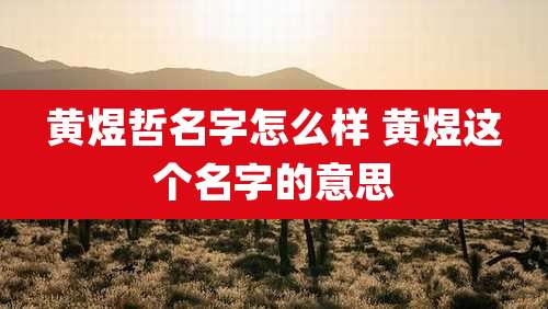 黄煜哲名字怎么样 黄煜这个名字的意思