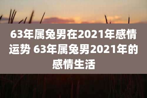 63年属兔男在2021年感情运势 63年属兔男2021年的感情生活
