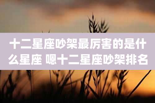 十二星座吵架最厉害的是什么星座 嗯十二星座吵架排名