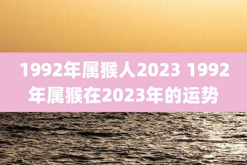 1992年属猴人2023 1992年属猴在2023年的运势