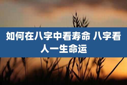 如何在八字中看寿命 八字看人一生命运