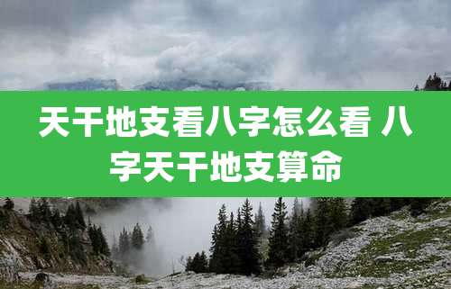 天干地支看八字怎么看 八字天干地支算命
