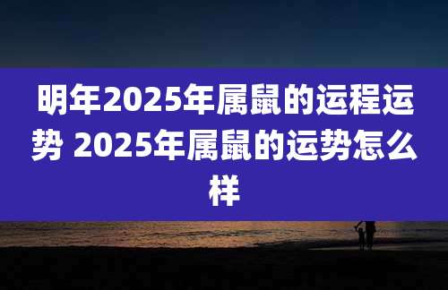 明年2025年属鼠的运程运势 2025年属鼠的运势怎么样