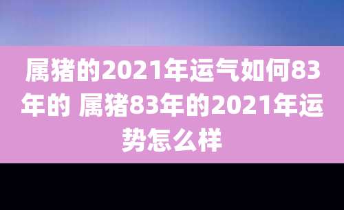 属猪的2021年运气如何83年的 属猪83年的2021年运势怎么样