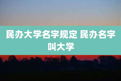 民办大学名字规定 民办名字叫大学