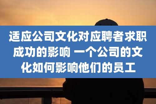 适应公司文化对应聘者求职成功的影响 一个公司的文化如何影响他们的员工
