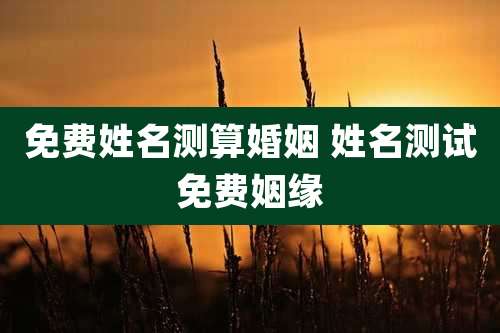免费姓名测算婚姻 姓名测试免费姻缘