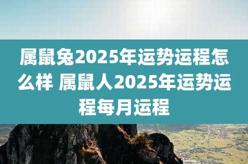 属鼠兔2025年运势运程怎么样 属鼠人2025年运势运程每月运程