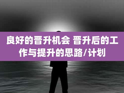 良好的晋升机会 晋升后的工作与提升的思路/计划