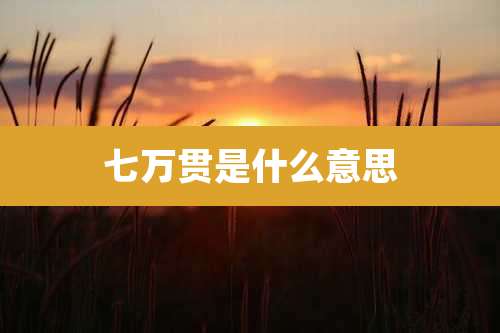 七万贯是什么意思