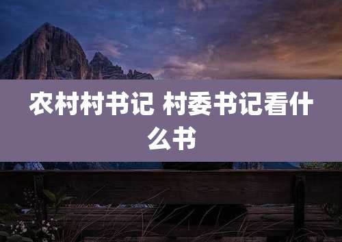 农村村书记 村委书记看什么书