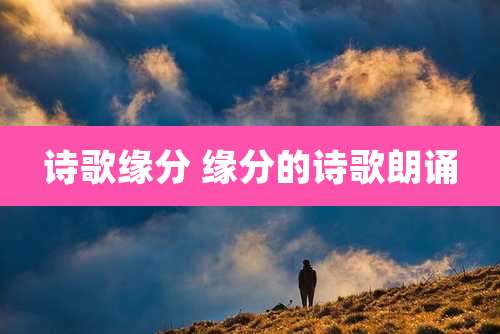 诗歌缘分 缘分的诗歌朗诵