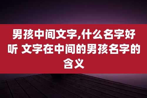 男孩中间文字,什么名字好听 文字在中间的男孩名字的含义