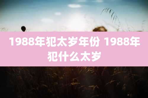 1988年犯太岁年份 1988年犯什么太岁