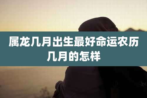 属龙几月出生最好命运农历几月的怎样