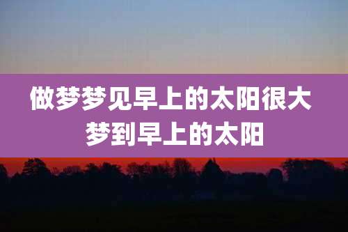 做梦梦见早上的太阳很大 梦到早上的太阳