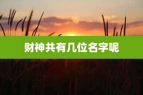 财神共有几位名字呢