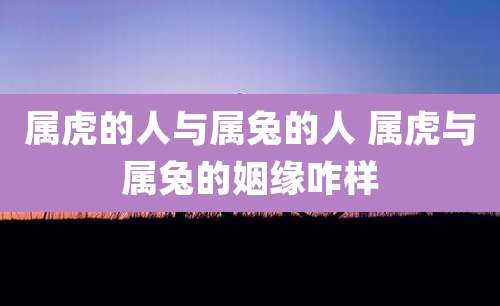 属虎的人与属兔的人 属虎与属兔的姻缘咋样