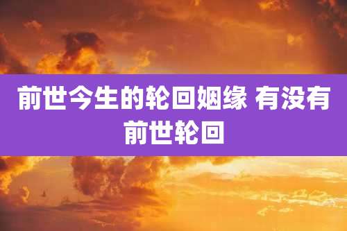 前世今生的轮回姻缘 有没有前世轮回