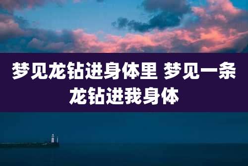 梦见龙钻进身体里 梦见一条龙钻进我身体