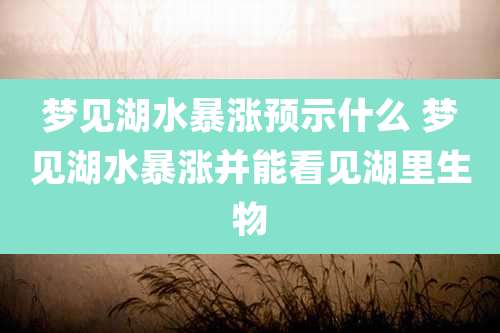 梦见湖水暴涨预示什么 梦见湖水暴涨并能看见湖里生物
