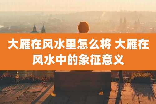 大雁在风水里怎么将 大雁在风水中的象征意义