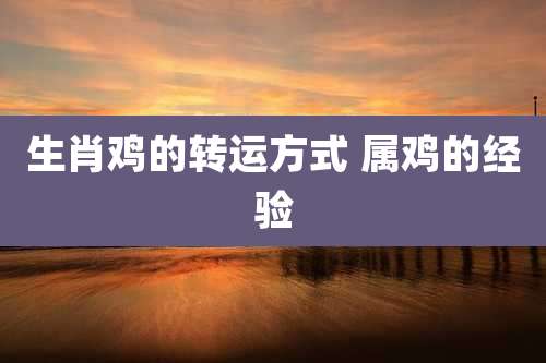 生肖鸡的转运方式 属鸡的经验