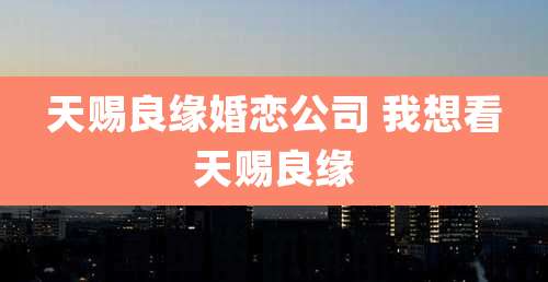 天赐良缘婚恋公司 我想看天赐良缘