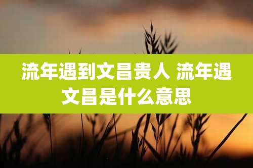 流年遇到文昌贵人 流年遇文昌是什么意思