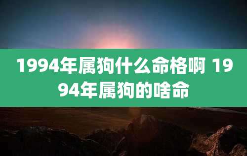 1994年属狗什么命格啊 1994年属狗的啥命
