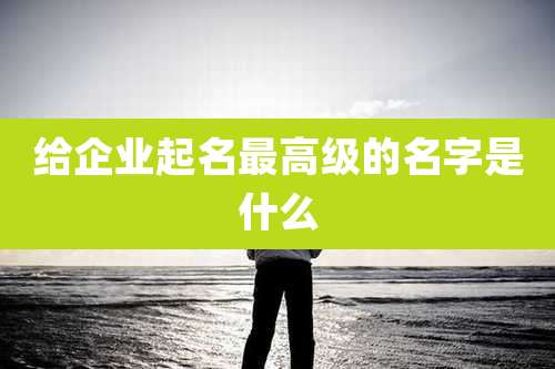 给企业起名最高级的名字是什么