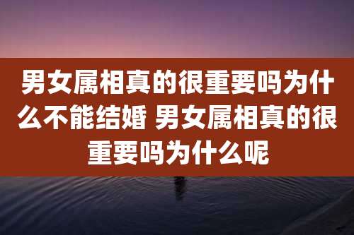 男女属相真的很重要吗为什么不能结婚 男女属相真的很重要吗为什么呢